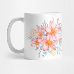 Pink Lilies Floral Bunch of Flowers Rose Yellow Lily Oriental Lilies Mug